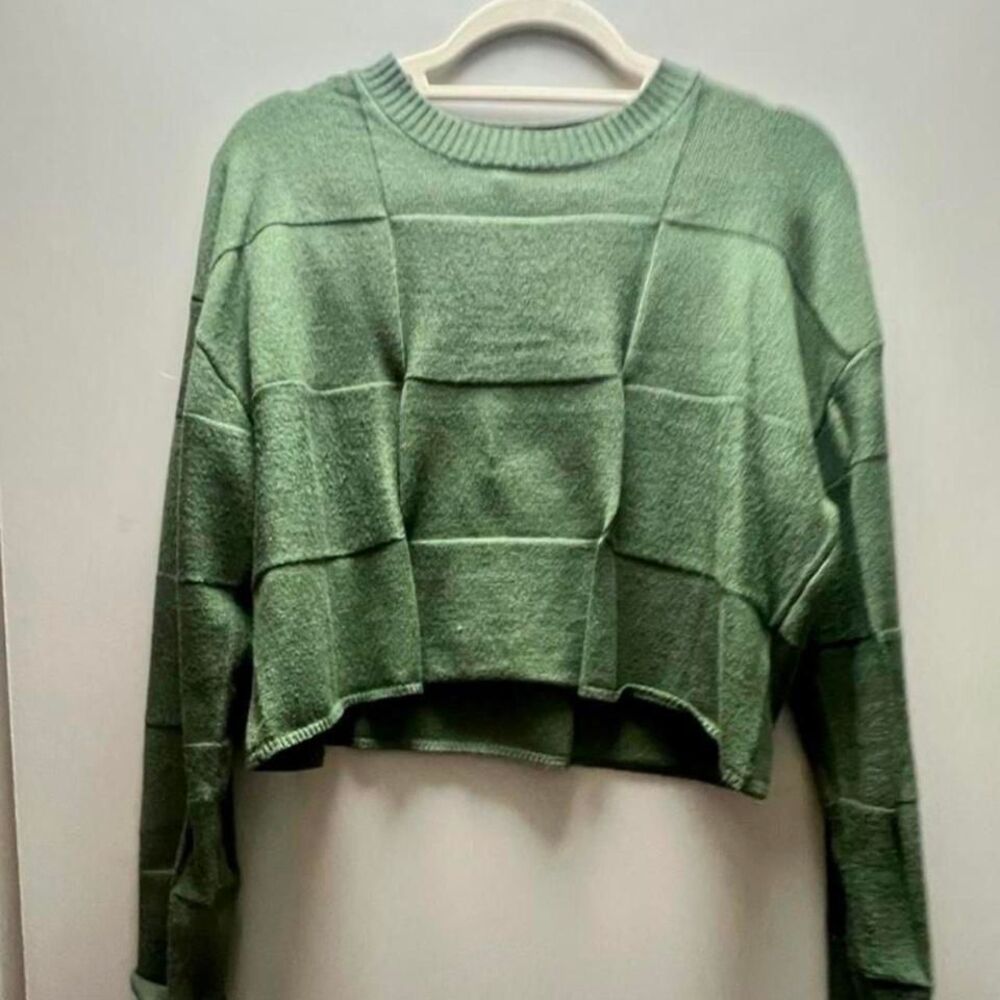 LA Hearts by PacSun‎ Green Checkered Cropped Sweater Size SX